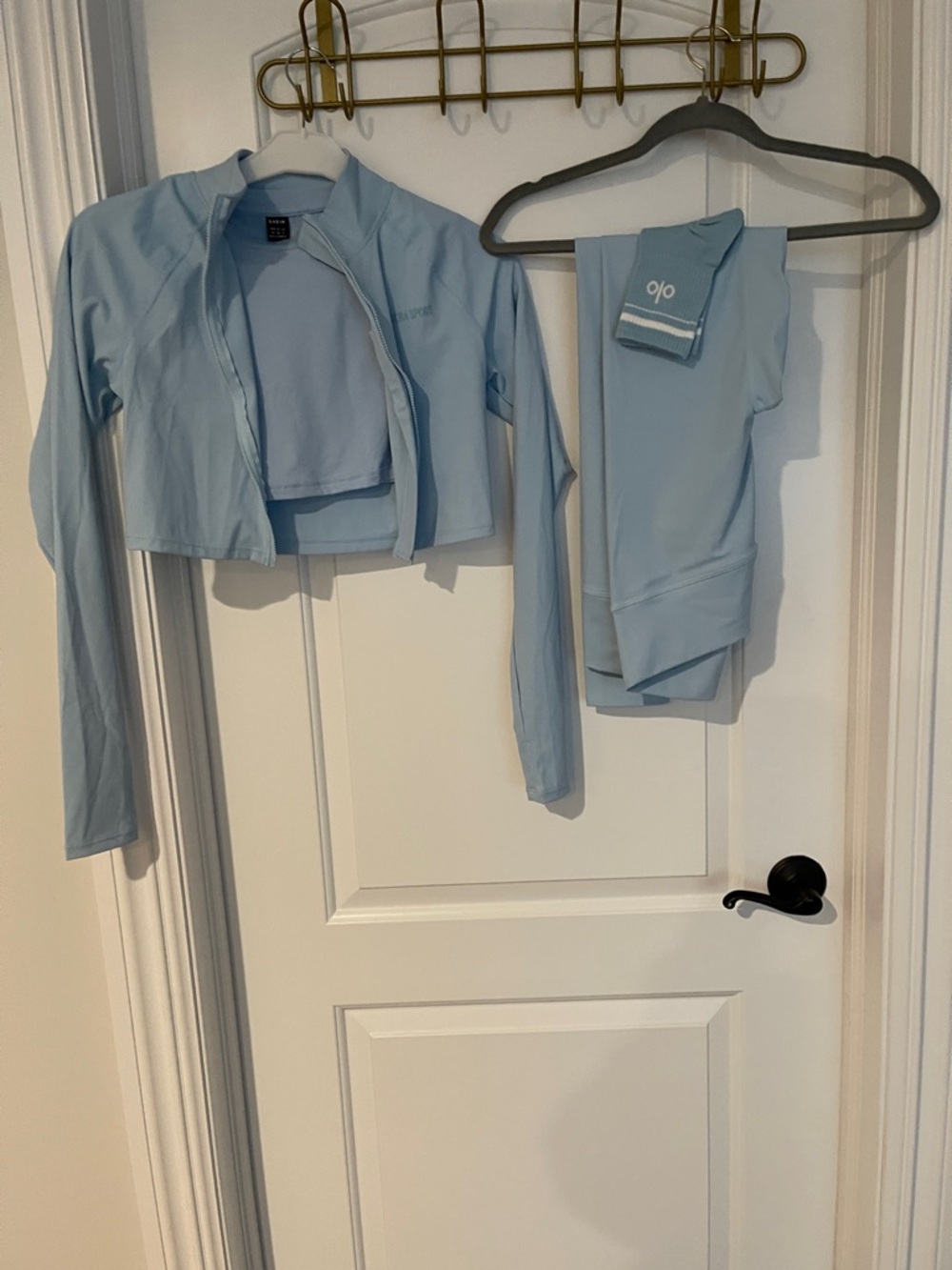 Light Blue Activewear Set - Cropped Jacket & Leggings
